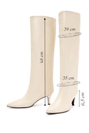 Women's Cream Thin Heel Leather Boots | Derimod Women's Cream Thin Heel Leather Boots | Derimod