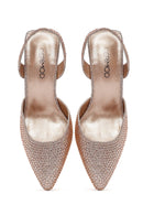 Women's Gold Stone Open Back Thin Heeled Shoes | Derimod Women's Gold Stone Open Back Thin Heeled Shoes | Derimod