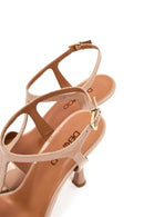 Women's Beige Ankle Buckle High Heel Patent Leather Sandals | Derimod Women's Beige Ankle Buckle High Heel Patent Leather Sandals | Derimod