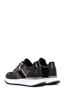 Women's Black Thick-Soled Zippered Leather Sneakers | Derimod Women's Black Thick-Soled Zippered Leather Sneakers | Derimod