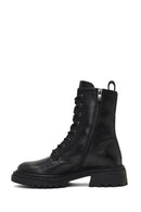 Women's Black Zippered Thick-Soled Leather Boot | Derimod Women's Black Zippered Thick-Soled Leather Boot | Derimod