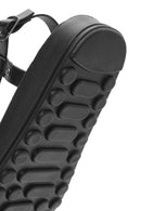 Women's Black Thick-Soled Metallic Sandals | Derimod Women's Black Thick-Soled Metallic Sandals | Derimod