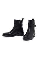 Woman Black Zippered Leather Boat | Derimod Woman Black Zippered Leather Boat | Derimod