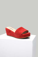Wedge Heeled Suede Leather Women's Slippers | Derimod Wedge Heeled Suede Leather Women's Slippers | Derimod