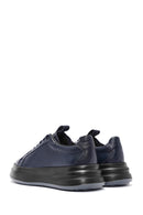Men's Navy Blue Lace-Up Leather Sneaker | Derimod Men's Navy Blue Lace-Up Leather Sneaker | Derimod
