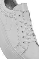 Women's White Lace-up Thick-Sole Leather Sneaker | Derimod Women's White Lace-up Thick-Sole Leather Sneaker | Derimod