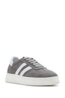 Women's Grey Lace-Up Chunky Sole Suede Leather Sneakers | Derimod Women's Grey Lace-Up Chunky Sole Suede Leather Sneakers | Derimod