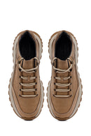 Men's Beige Lace-Up Thick-Soled Nubuck Leather Casual Sneaker | Derimod Men's Beige Lace-Up Thick-Soled Nubuck Leather Casual Sneaker | Derimod