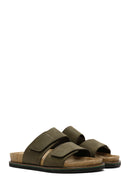 Men's Khaki Nubuck Leather Slippers | Derimod Men's Khaki Nubuck Leather Slippers | Derimod