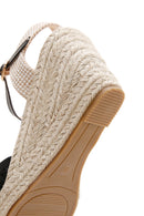 Women's Black Ankle Strap Wedge Heeled Espadrille | Derimod Women's Black Ankle Strap Wedge Heeled Espadrille | Derimod