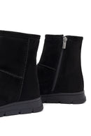 Women's Black Zippered Suede Teddy Boot | Derimod Women's Black Zippered Suede Teddy Boot | Derimod