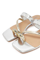 Woman Silver Stone Metallic Slippers | Derimod Woman Silver Stone Metallic Slippers | Derimod