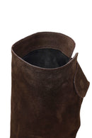Women's Brown Thin Heeled Suede Leather Boot | Derimod Women's Brown Thin Heeled Suede Leather Boot | Derimod