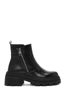 Women's Black Zippered Leather Boots | Derimod Women's Black Zippered Leather Boots | Derimod