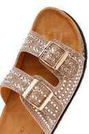 Women's Gold Stone Slippers | Derimod Women's Gold Stone Slippers | Derimod