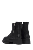 Woman Black Zippered Thick Sole Leather Postal Boots | Derimod Woman Black Zippered Thick Sole Leather Postal Boots | Derimod