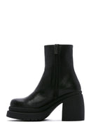 Women's Black Leather Platform Heeled Boots | Derimod Women's Black Leather Platform Heeled Boots | Derimod