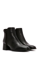 Women's Black Zipper Heeled Leather Boots | Derimod Women's Black Zipper Heeled Leather Boots | Derimod