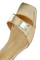 Women's Gold Ankle Buckle Chunky Heel Metallic Sandals | Derimod Women's Gold Ankle Buckle Chunky Heel Metallic Sandals | Derimod