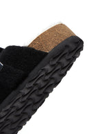 Women's Black Flat Slippers | Derimod Women's Black Flat Slippers | Derimod