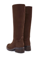 Women's Brown Chunky Heel Suede Leather Boots | Derimod Women's Brown Chunky Heel Suede Leather Boots | Derimod