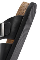Women's Black Buckle Leather Slippers | Derimod Women's Black Buckle Leather Slippers | Derimod