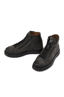 Men's Gray Double Zipper Thick Sole Nubuck Leather Sports Boots | Derimod Men's Gray Double Zipper Thick Sole Nubuck Leather Sports Boots | Derimod