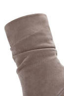 Women's Mink Thin Heeled Suede Leather Boots | Derimod Women's Mink Thin Heeled Suede Leather Boots | Derimod