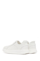 Men's White Lace-Up Thick-Soled Leather Sneaker | Derimod Men's White Lace-Up Thick-Soled Leather Sneaker | Derimod