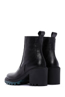 Women's Black Leather Zippered Heeled Boots | Derimod Women's Black Leather Zippered Heeled Boots | Derimod