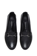 Women's Black Wedge Heel Leather Loafer | Derimod Women's Black Wedge Heel Leather Loafer | Derimod