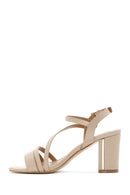 Women's Beige Ankle Strap Chunky Heel Sandals | Derimod Women's Beige Ankle Strap Chunky Heel Sandals | Derimod