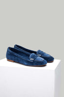 Blue Suede Women's Leather Loafer | Derimod Blue Suede Women's Leather Loafer | Derimod