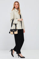 Farrah Women's Beige Oversize Leather Jacket | Derimod Farrah Women's Beige Oversize Leather Jacket | Derimod