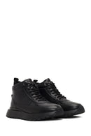 Men's Black Zippered Thick Sole Leather Sports Boot | Derimod Men's Black Zippered Thick Sole Leather Sports Boot | Derimod