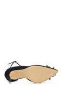 Women's Black Suede Leather Heeled Shoes | Derimod Women's Black Suede Leather Heeled Shoes | Derimod