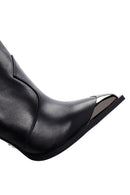 Women's Black Thin Heeled Leather Boots | Derimod Women's Black Thin Heeled Leather Boots | Derimod