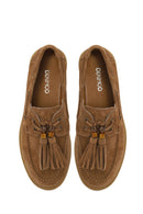 Women's Tan Tassel Suede Leather Loafer | Derimod Women's Tan Tassel Suede Leather Loafer | Derimod