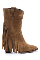 Women's Suede Leather Tasseled Boots | Derimod Women's Suede Leather Tasseled Boots | Derimod