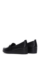 Women's Black Leather Wedge Heeled Comfort Loafer | Derimod Women's Black Leather Wedge Heeled Comfort Loafer | Derimod