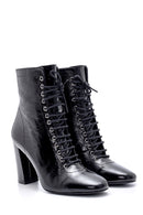 Women's Leather Patent Leather Heeled Boots | Derimod Women's Leather Patent Leather Heeled Boots | Derimod