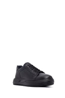 Men's Black Lace-Up Thick Sole Leather Sneakers | Derimod Men's Black Lace-Up Thick Sole Leather Sneakers | Derimod