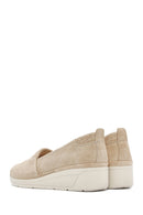 Women's Beige Wedge Heel Suede Leather Comfort Loafer | Derimod Women's Beige Wedge Heel Suede Leather Comfort Loafer | Derimod
