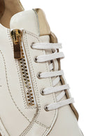 Women's Cream Lace-Up Leather Sneakers | Derimod Women's Cream Lace-Up Leather Sneakers | Derimod