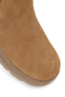 Male Camel Thick-Soled Suede Chelsea Boots | Derimod Male Camel Thick-Soled Suede Chelsea Boots | Derimod