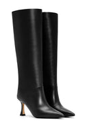 Women's Black Leather Heeled Boots | Derimod Women's Black Leather Heeled Boots | Derimod