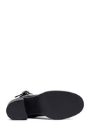 Woman Black Zippered Chunky Heels Leather Boat | Derimod Woman Black Zippered Chunky Heels Leather Boat | Derimod