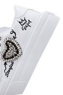 Women's White Stone Sneaker | Derimod Women's White Stone Sneaker | Derimod
