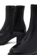 Women's Black Zippered Thick Heeled Leather Boot | Derimod Women's Black Zippered Thick Heeled Leather Boot | Derimod