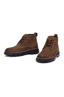 Men's Brown Lace-up Nubuck Leather Casual Boot | Derimod Men's Brown Lace-up Nubuck Leather Casual Boot | Derimod